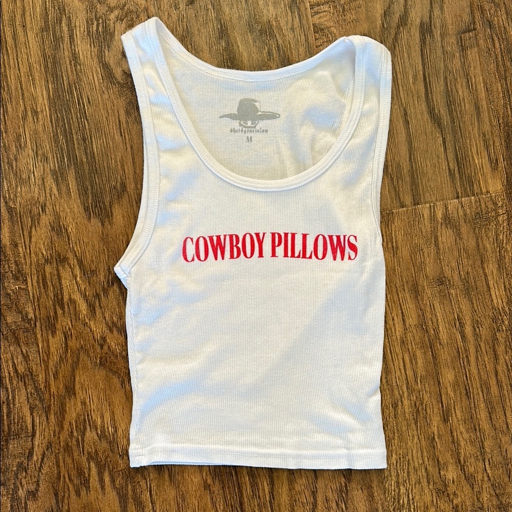 White Tank Top with Red Text